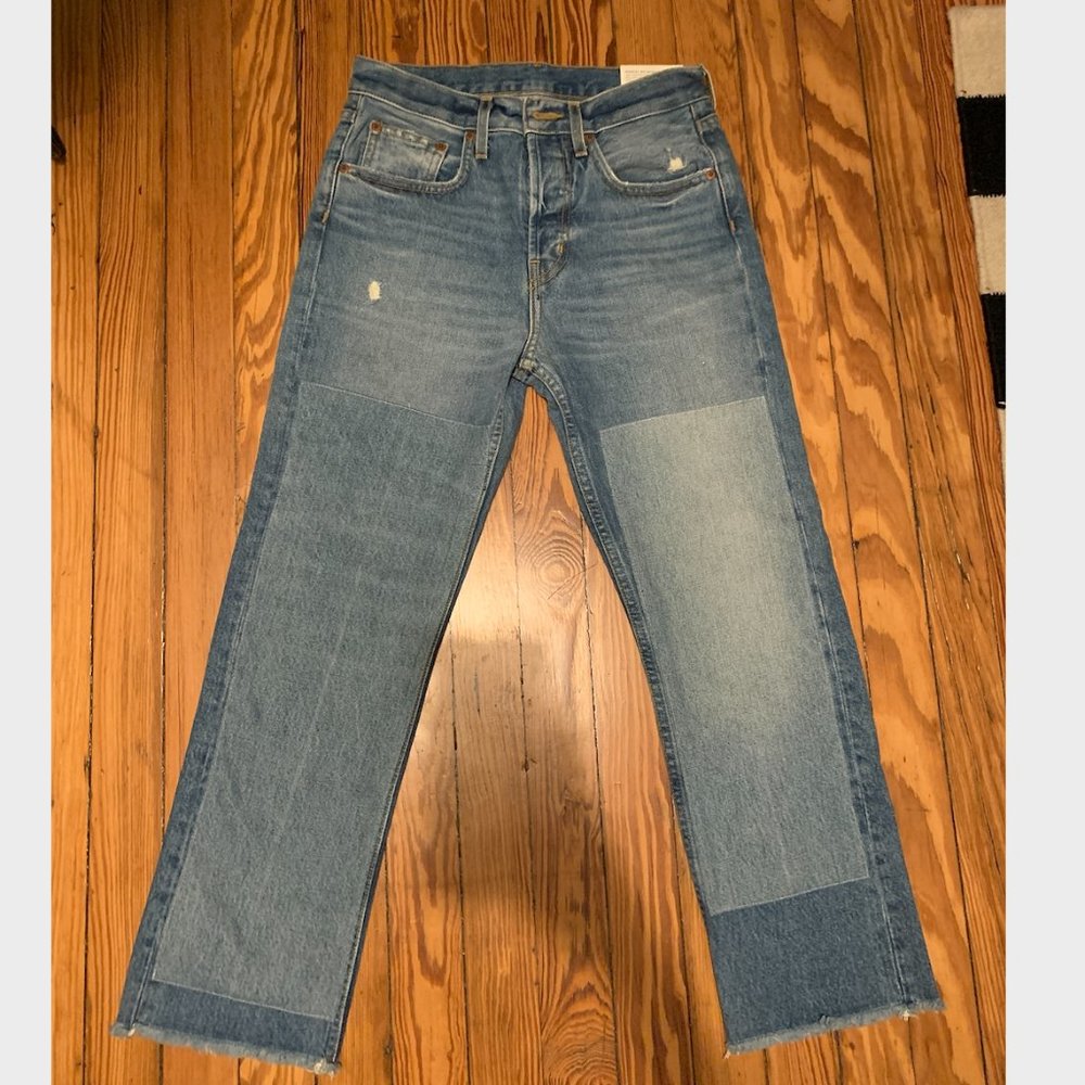 B Sides Marcel upcycled patchwork straight-leg jeans Size 24